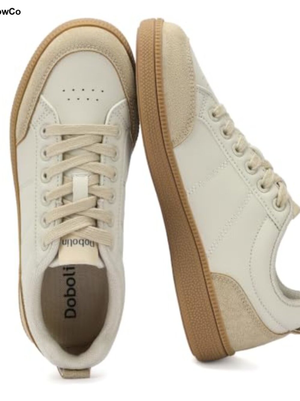 Women's Retro Color-Block Faux Leather Sneakers Low Top Lace Up Walking Shoes